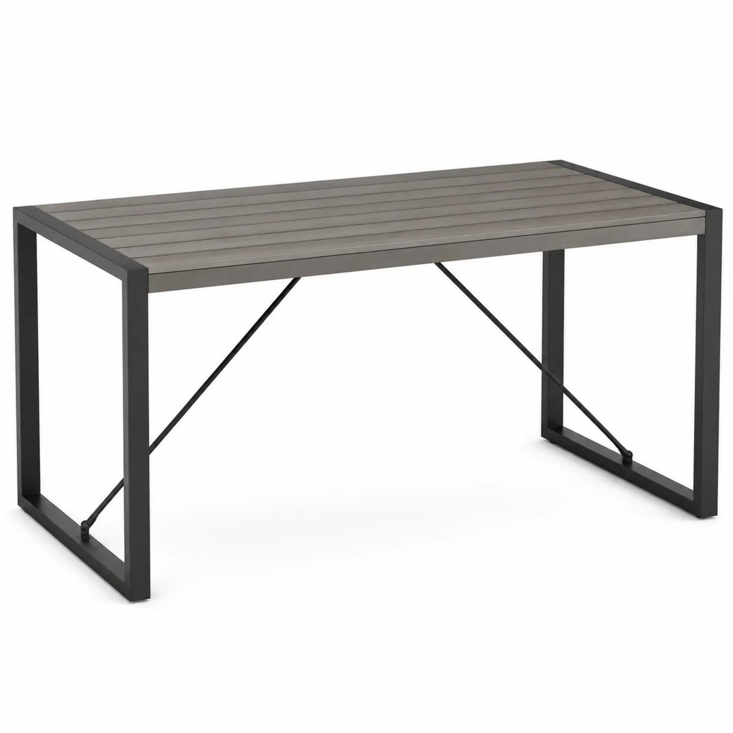 Table à manger extérieure en bois composite et métal gris 200x90x75 cm