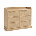 Commode en bois avec tiroirs en rotin 6 tiroirs 120x40x80 cm
