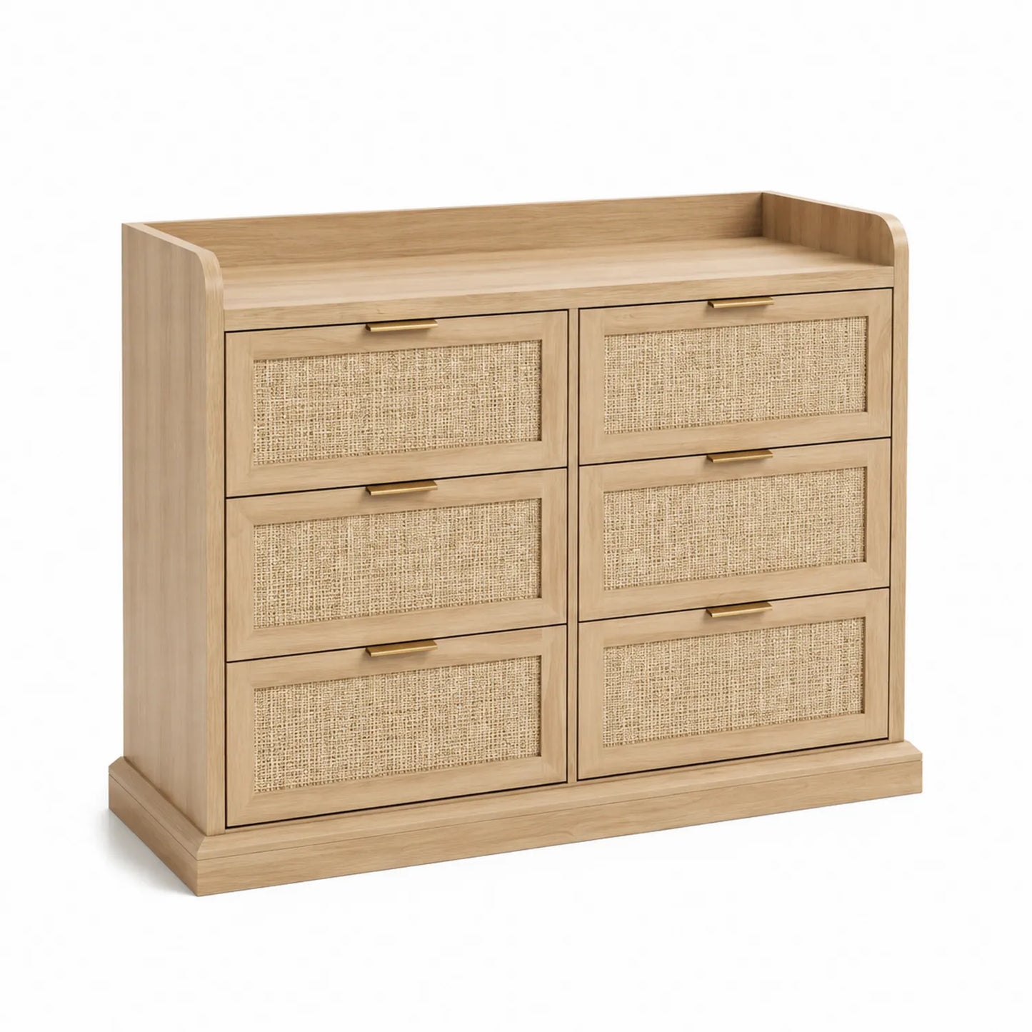 Commode en bois avec tiroirs en rotin 6 tiroirs 120x40x80 cm