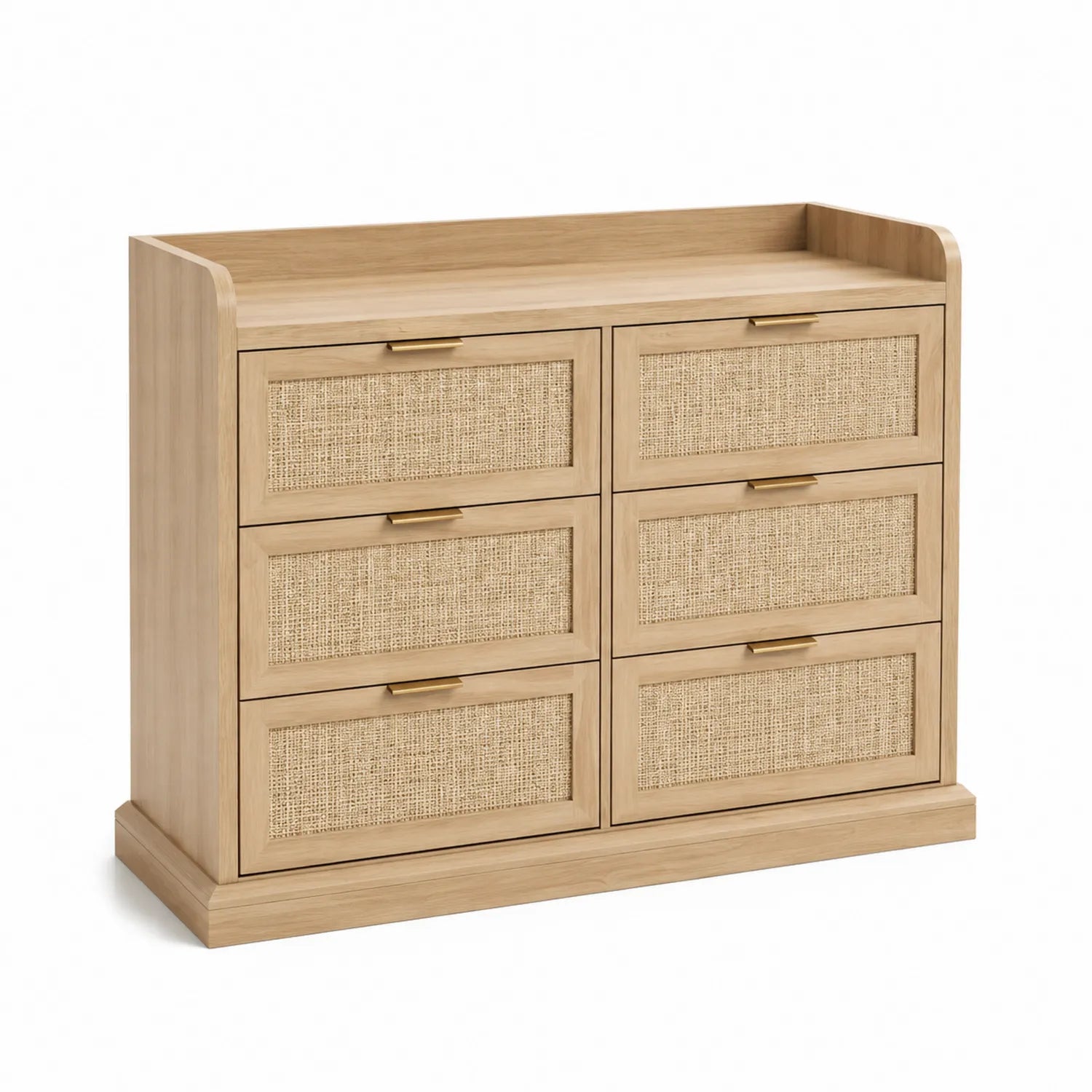Commode en bois avec tiroirs en rotin 6 tiroirs 120x40x80 cm
