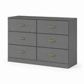 Commode à 6 tiroirs en bois MDF gris avec poignées en métal