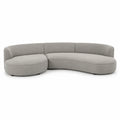 Canapé d'angle courbé en tissu polyester gris 360x180x80 cm