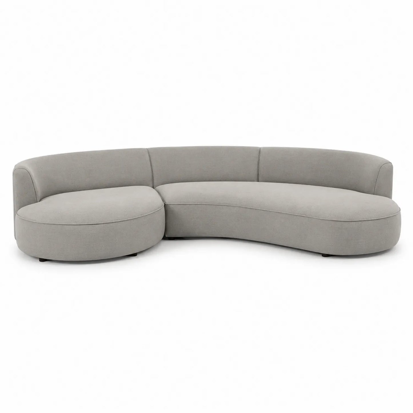 Canapé d'angle courbé en tissu polyester gris 360x180x80 cm