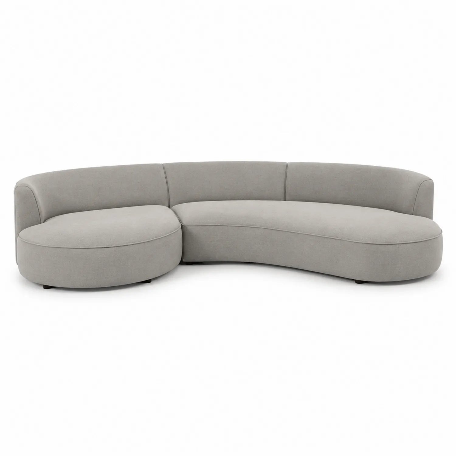 Canapé d'angle courbé en tissu polyester gris 360x180x80 cm