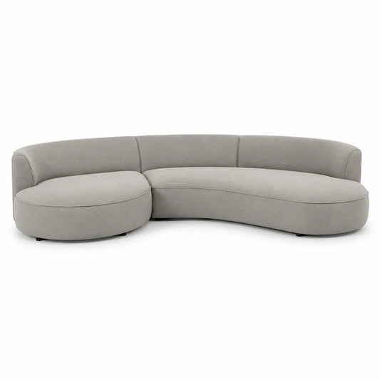 Canapé d'angle courbé en tissu polyester gris 360x180x80 cm