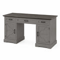Bureau en bois avec tiroirs Gris 150x60x75 cm