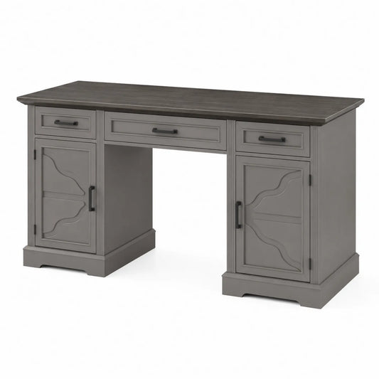 Bureau en bois avec tiroirs Gris 150x60x75 cm