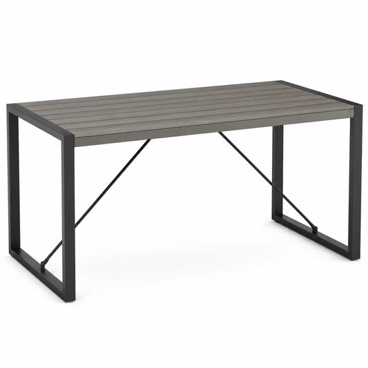 Table à manger extérieure en bois composite et métal gris 200x90x75 cm