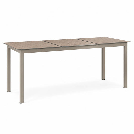 Table à manger extérieure extensible en aluminium et bois 200x100 cm