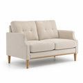 Canapé deux places tissu polyester Beige pieds bois