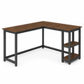 Bureau d'angle en bois MDF et métal avec étagères