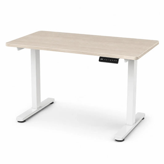 Bureau réglable en hauteur avec plateau en bois, blanc, 120cm x 60cm