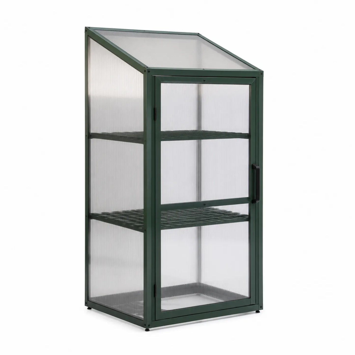 Serre de jardin en métal avec panneaux en polycarbonate vert