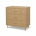 Commode en bois avec poignées métalliques 3 tiroirs beige