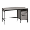 Bureau rectangulaire en métal et panneau de particules gris avec tiroirs