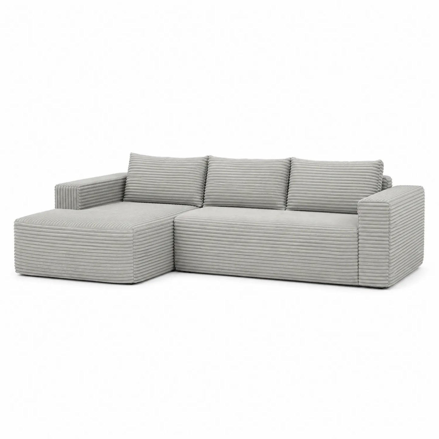 Canapé d'angle en tissu gris avec accoudoir gauche 250x150x85 cm