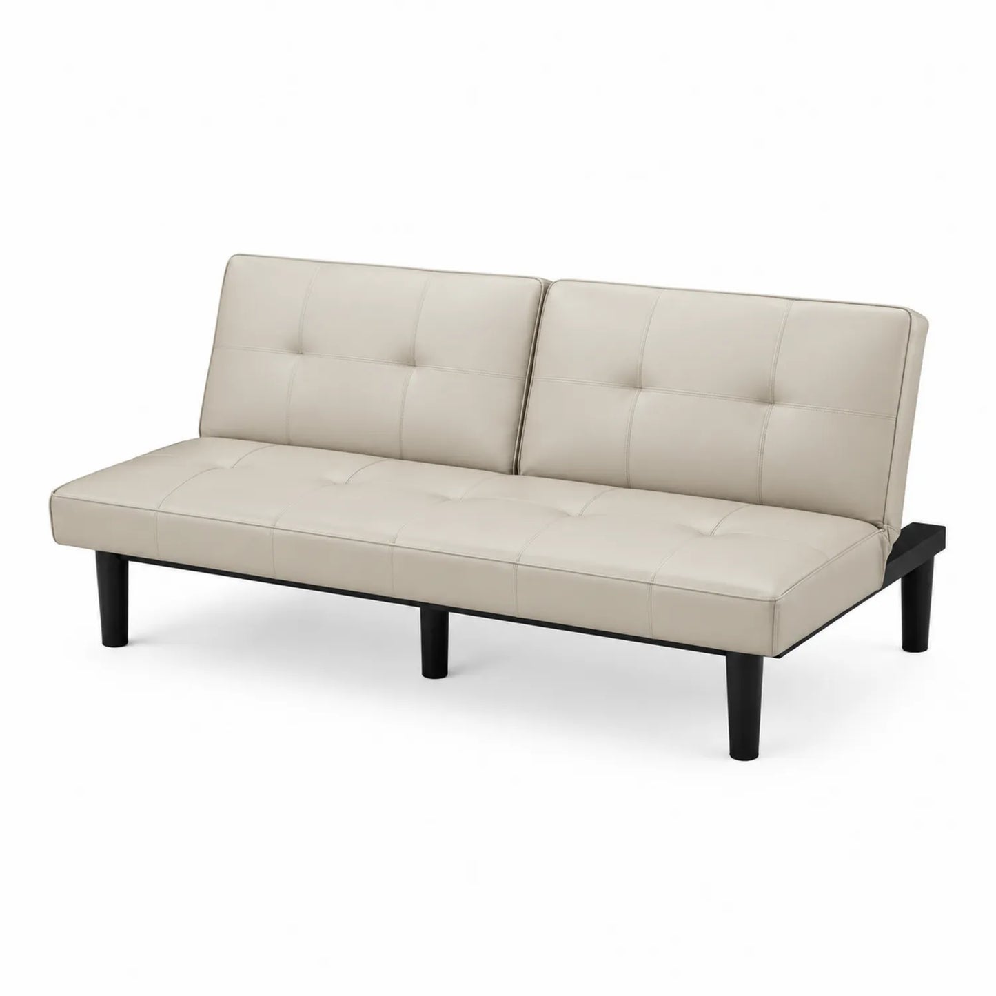 Canapé convertible en similicuir beige 3 places