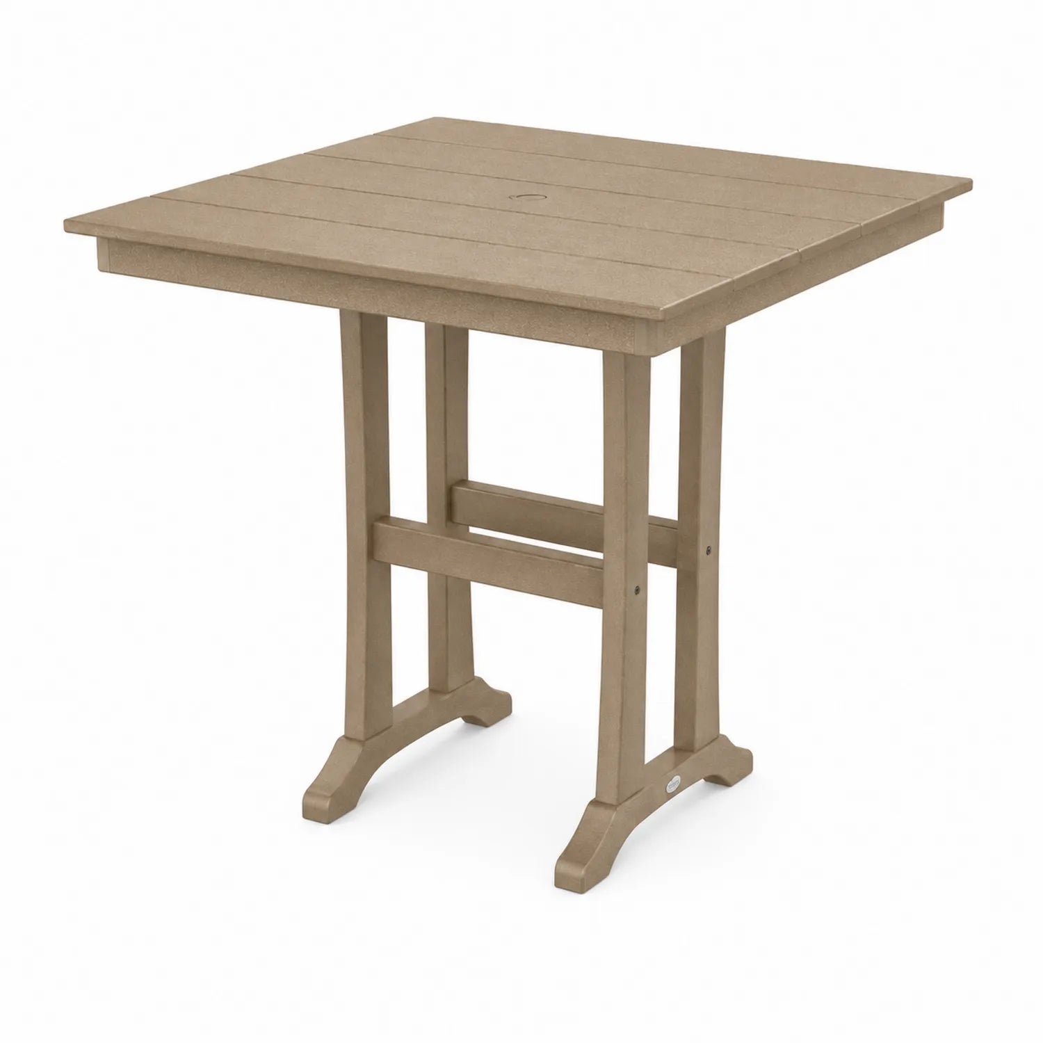 Table d'extérieur carrée en plastique beige 90x90x75 cm